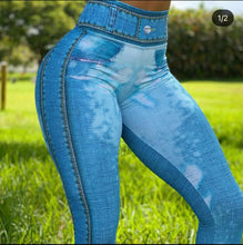 Load image into Gallery viewer, Skinny Fake Jeans Leggings
